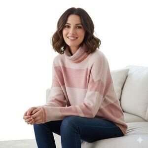 J.Crew Super Soft Merino Wool Alpaca Blend Striped Turtleneck Sweater Size XXS